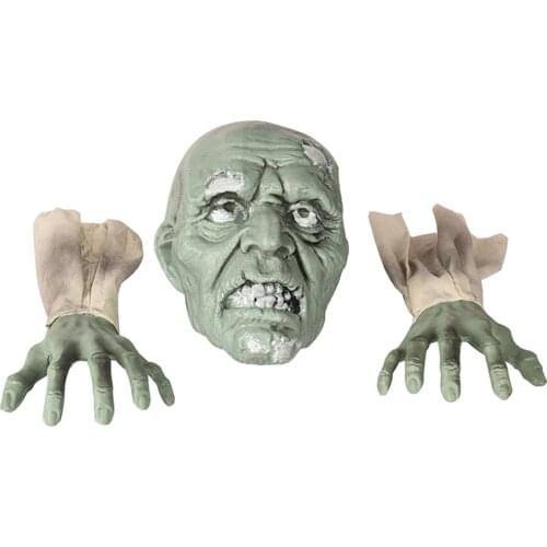 3pcs/Set Spooky Halloween Decorations Garden Lawn Zombie Head Hands Arms Ornament Scary Photographing Props