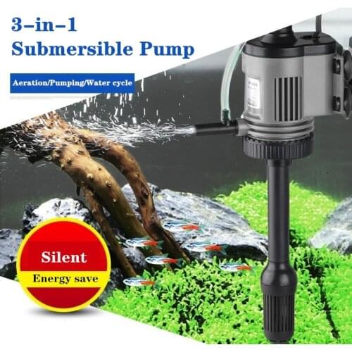 3 in 1 Submersible Water Filter Pump Aquarium Fish Tank Pond Oxygen Increasing Pump Water Circulating System