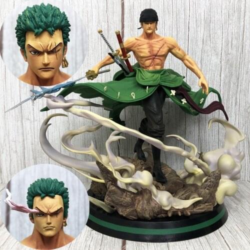 31cm One Piece Roronoa Zoro Statue PVC Battle Form Full-Length Action Figure Desk Decoration Collection Model Toy