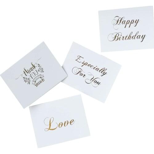 400pcs White bronzing gift card Mini thank you Message Card Birthday Wedding party invitation DIY Package decoration