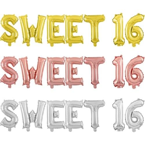 7pcs/lot Rose Gold Sweet 16 Sixteen 16th Birthday Party Decoration Sweet Girls Happy Birthday Donut Balloon Event Party Supplies