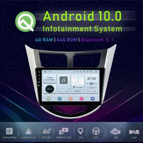 JSTMAX 9" Android 10.0 Car GPS Player For Hyundai Verna Solaris I25 2010 2011 Multimedia Radio Player