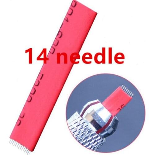 Free Shipping 30 pcs Eyebrow Microneedles Permanent Makeup Professional Sterilize Eyebrow Red Tattoo Needle 12 -14 Free Shipping