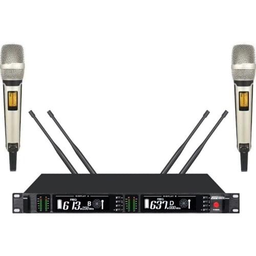 Wireless Dual Handheld Microphone Mic System Professional UHF Karaoke Microphone For Theater Church Meeing KTV