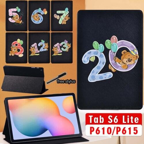 Tablet case for Samsung Galaxy Tab S6 Lite 2020 10.4 inch Leather Ultra Slim Lightweight Folding Stand cover for SM-P610/P615