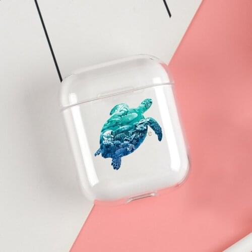 Ocean Life Sea Turtle Swimming Cases For Apple AirPods 1 2 Case Clear Wireless Bluetooth Earphone Case Protective Shell