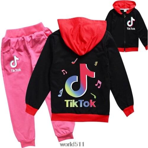 Spring Autumn zipper cardigan + casual pants childrens suit Tik Tok Childrens cartoon hoodie boys girls halloween