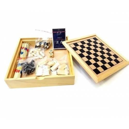 Wood 5 li Game Set Domino Chess Checkers Mikado Backgammon Intelligence Game