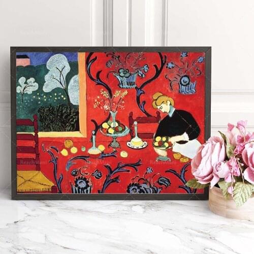 Desserts: Harmonious Henri Matisses engraving paintings in red posters, wall art decoration