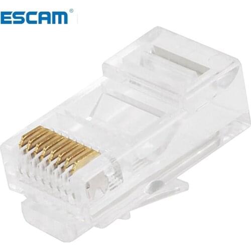 ESCAM 100Pcs High Quality RJ45 crystal Network Gold Plated Head Adapter