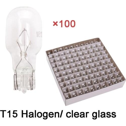Wholesales 100pcs/lot warm white T15 W16W halogen light 12V 15W Interior clearance light Dashboard automotive clear glass