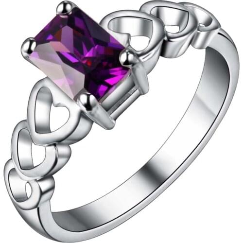 Hot Trendy Free Shipping Christmas Gifts Rings For Female Silver Fashion Jewelry Delicate Inlaid Purple Crystal Rings/GY-AR137