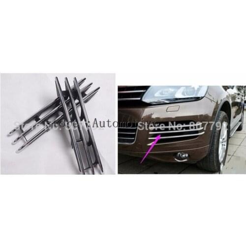 Chrome Mesh grille cover trim near front fog light For VW Touareg 2011 - 2015
