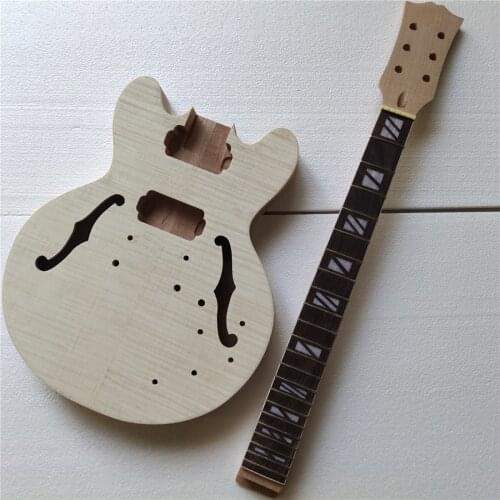 DIY 1 Set Unfinished Guitar Neck And Body 335 Style Electric guitar kit