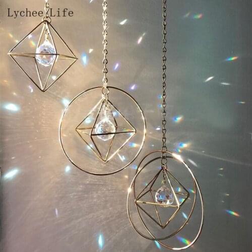 Lychee Life Handmade Sun Catchers Cage Hanger Rainbow Maker Window Crystal Home Decoration Boho Love Wall Rall Decor Suncatcher