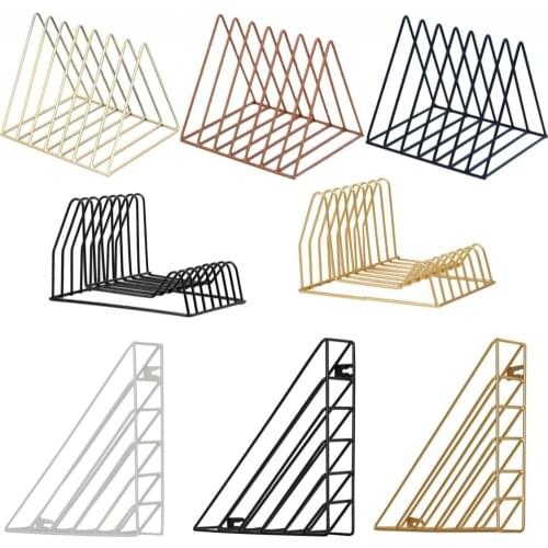 Irregular/Triangle File Organizer Wire Collection Desktop Iron Storage Rack Bookshelf Magazine Holder for Office Home Decoration