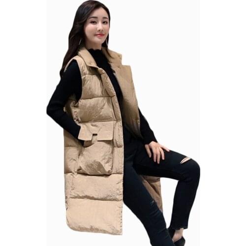 2017 new hot sale women autumn winter jacket mid-length thick warm ladies vest parka cotton wadding female slim waistcoat ZL705