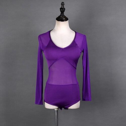 2021 New Latin Dance Dress Adult Women Top Sexy One-piece Dance Clothes Training Body Clothes Long Sleeves