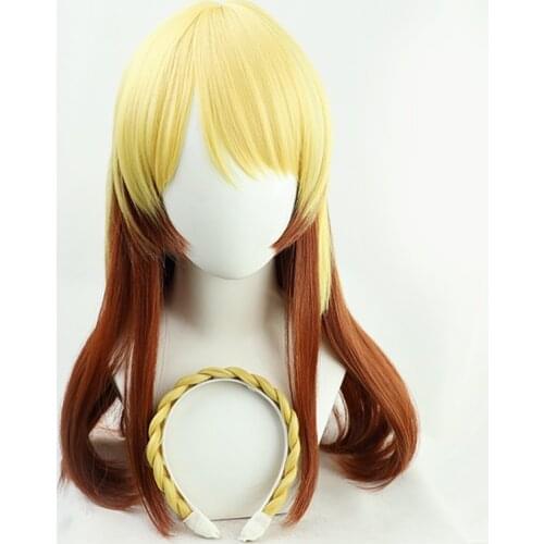 D4DJ Aimoto Rinku Long 60cm Cosplay Wig With Split Hair Hoop Heat Resistant Synthetic Hair Party Wig + Wig Cap