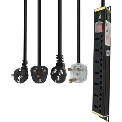 PDU 7AC Universal Outlets Socket Double Break Switch Network Cabinet Rack Power Strip AU/US/EU/UK PLUG