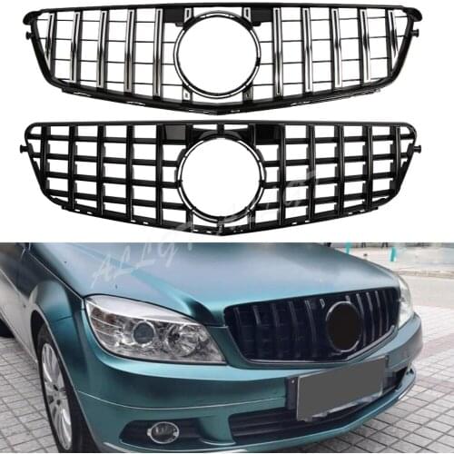 Car Front Grill fit for Mercedes Benz W204 C-Class C200 C300 C350 GTR Style Grille 2008-2014 2008 2009 2010 2011 2012 2013 2014