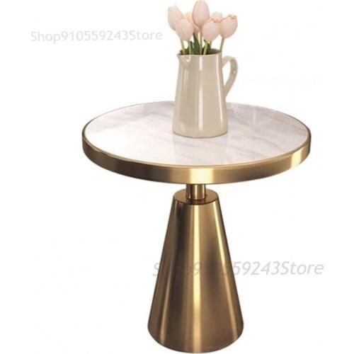 Customized Modern Light Luxury Marble Side Table Living Room Stainless Steel Corner Table Custom Guest Room Balcony Round Leisur
