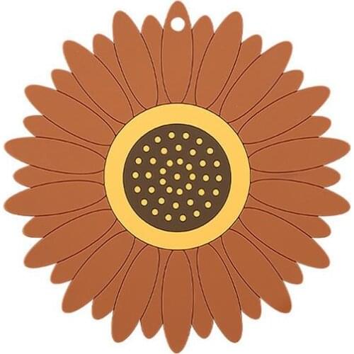 Sunflower Flower Waterproof Heat Resistant Silicone Mat Drink Cup Coasters PVC Non-Slip Pot Holder Placemat Kitchen Accessory