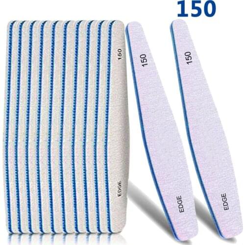 10pcs/lot Professional Nail Files 150/150 Grit Double Side Drop Type Sanding Nail Art Files Washable Buffering File High Quality