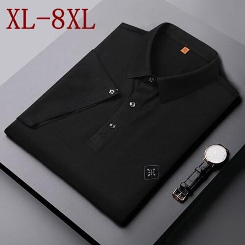 Size 8XL 7XL 6XL New Summer Business Polo Shirt Men Tops Short Sleeve Loose Mens Polos Shirts High Quality Breathable polo homme
