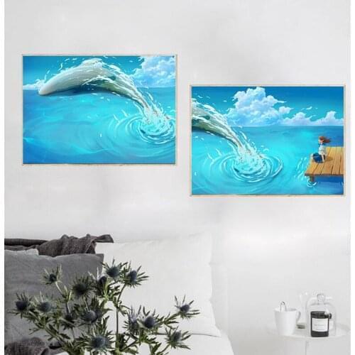 RUOPOTY 2PC Frame DIY Painting By Numbers For Adults Whale Animal picture By Numbers Handpainted Oil Painitng For Home Decors