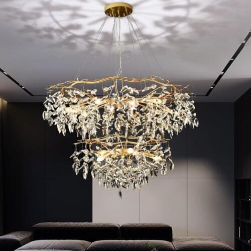 NORMICHY Modern LED Crystal Chandelier Lighting Luxury Home Decor Chandelier Lamp Living Room Hanglamp K9 Crystal Lobby Lighting