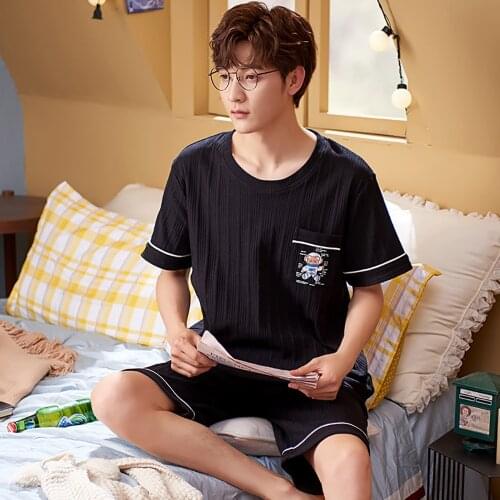 Super Soft Pajama Summer Sleepwear Fashion Astronaut Print Pijama Cotton Breathable Pajamas with Shorts Casual Pajamas for Men