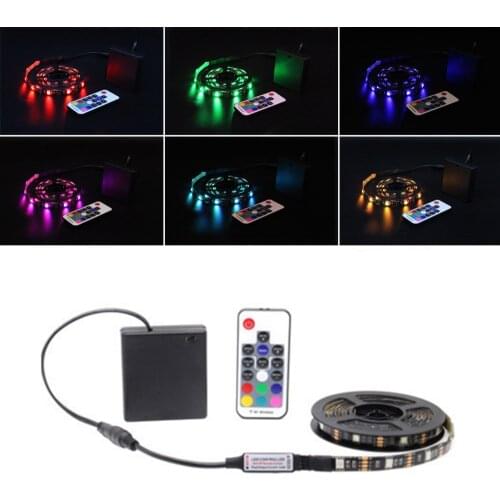 AA Battery LED Strip Light 5V 5050 Nowaterproof RGB Flexible Decoration TV Background Stripe Backlight Accent Light IR remote