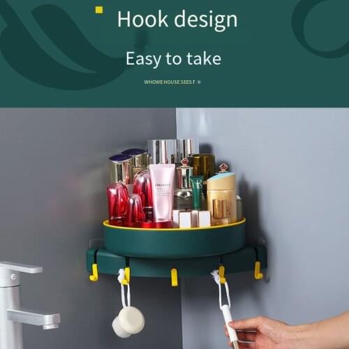 Kitchen Bathroom Triangle Store Rack Double-decker Rotary Bathroom Cosmetics Store Box Kitchen Condiment Shelf Organizer Dish