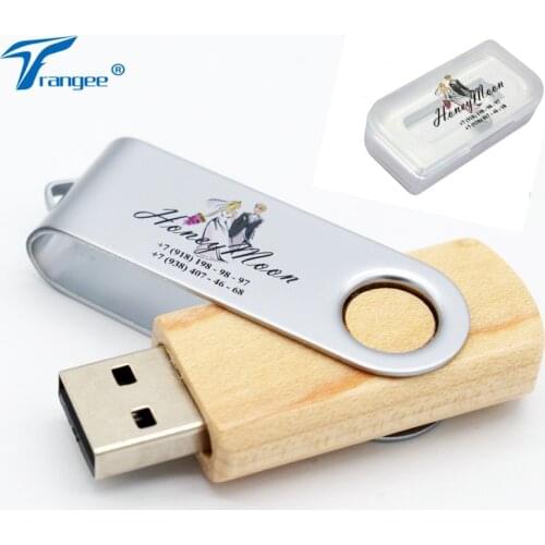 50PCS/LOT Wooden Twister USB Flash Drive+Plastic Box USB 2.0 4GB 8GB 16GB 32GB USB Disk with Free Customized Logo Printing