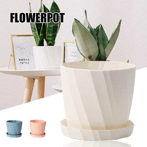 Thicken Plastic Flower Pot Home Garden Decoration Fashion Flower Pot Succulent Pot with Tray @LS