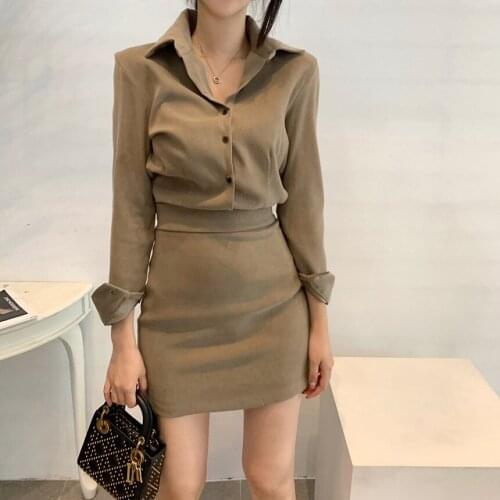 Vintage Bodycon Dress Women Vintage Robe Turn-down Collar Single Breasted Slim Vestidos Female Office Lady Bodycon Mini Dresses