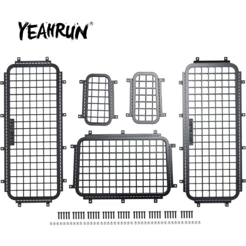 YEAHRUN 5pcs/set Metal Window Mesh Protective Net for Traxxas TRX-4 1/10 RC Crawler Car Accessories