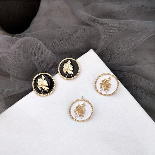 2021 Korean Round Female Stud Earrings For Women Clothes Dress Gift Gold Plated Earrings Lady Women Fashion Jewelry