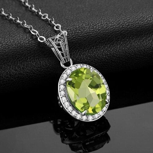 925 Silver Pendant For Women Exquisite Creative Gemstone Pendant Green Peridot Inlaid Zircon Gothic Jewelry Christmas Party Gift