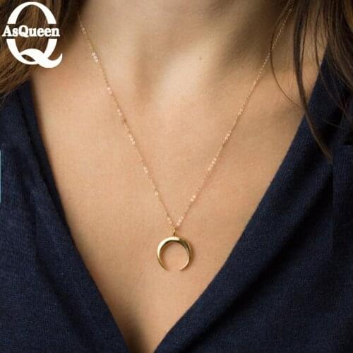 Fashion silver gold moon pendant charm necklace for woman cute neck jewelry statement