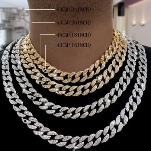 1.5cm Men Chain Neklace Mens Hip-Hop Chains Gold Chain Studded Large Heavy Cuban Chain HIP HOP Jewelry Necklaces Iced Out Chain
