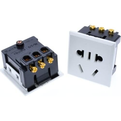1pcs AC 10A 250V power socket American 5 hole three plug two plug 118 black lock screw wiring socket