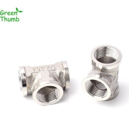 10pcs 1/2inch Stainless Steel Tee Home Garden Irrigation Female Thread Water Pipe Tee Fittings for Artificial Spray