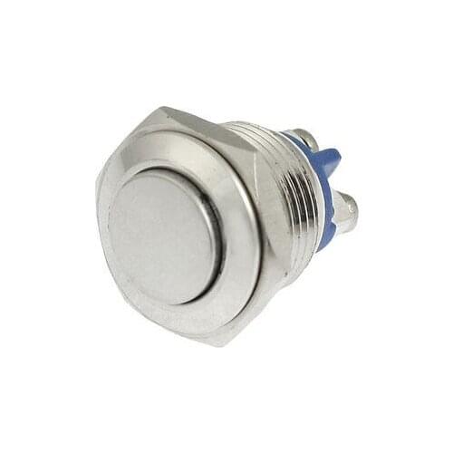 16mm Hole Flush Mount Momentary NO SPST Metal Round Push Button Switch