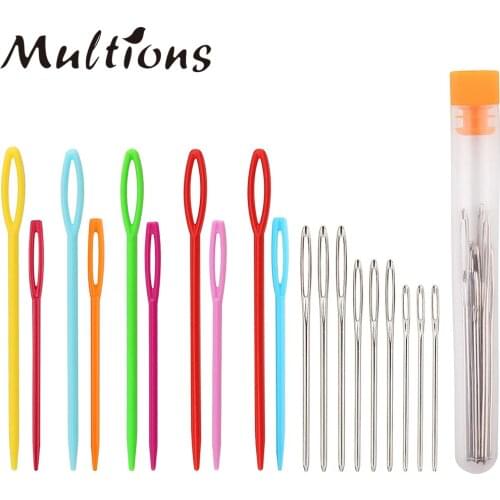 20pcs Plastic& 9pcs Metal Large Eye Blunt Needles For Crochet Darning Beading Quilting Weaving Tapestry Crafts Sewing Needles