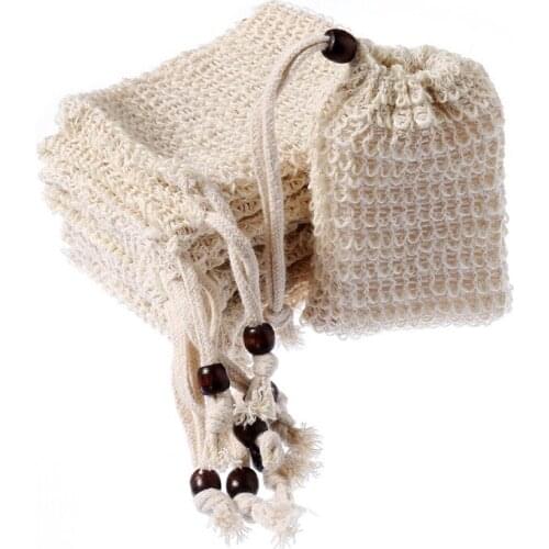 30Pcs Cotton Ramie Soap Bag Natural Plant Fiber Environmental Protection Hand Made Soap Ramie Foaming Net Storage Bag