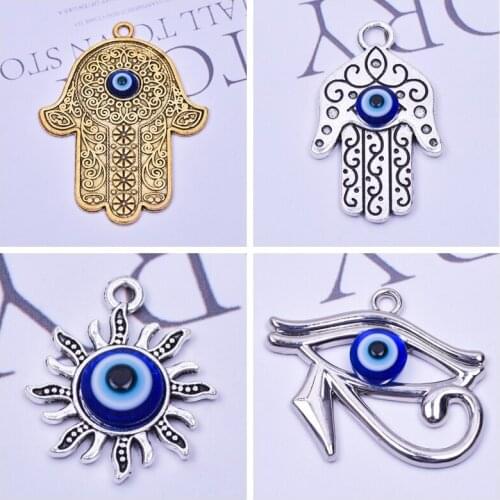 5pcs Evil Eye Pendant Charms For Necklace Bracelets DIY Jewelry Making Findings Boho Vintage Beads Handmade Anklets Accessories