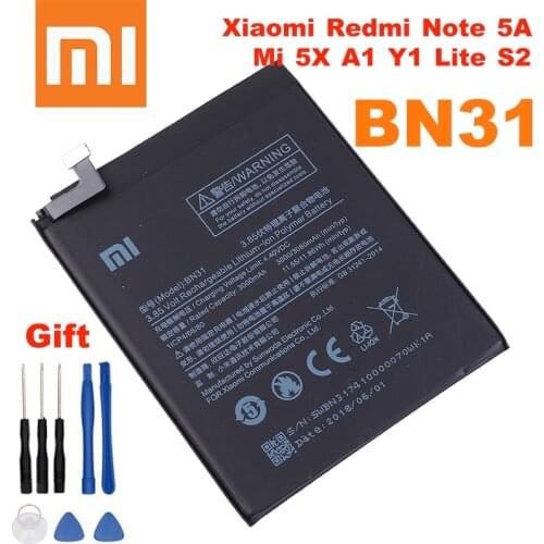Redmi s2 Xiao mi Orginal BN31 3080mAh Battery For Xiaomi Mi 5X Mi5X Redmi Note 5A / Pro Mi A1 Redmi Y1 Lite S2 BN31 Batteries