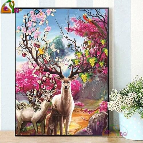 5d Diy Diamond Painting Full Round Square Embroidery Picture Mosaic Art Accessories Animal Deer Paiting Cross Stitch Kit Decor